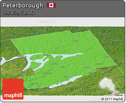 Political Panoramic Map of Peterborough, satellite outside