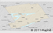 Shaded Relief Panoramic Map of Peterborough, desaturated