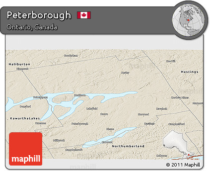 Shaded Relief Panoramic Map of Peterborough