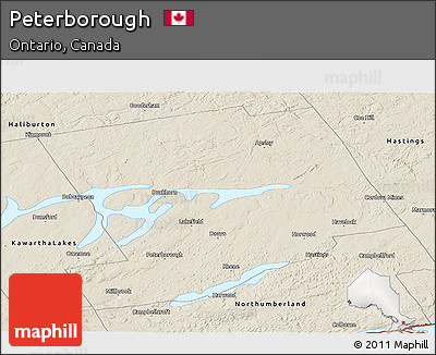 Shaded Relief Panoramic Map of Peterborough