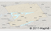 Shaded Relief Panoramic Map of Peterborough, semi-desaturated