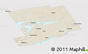 Shaded Relief Panoramic Map of Peterborough, single color outside