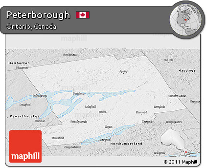 Silver Style Panoramic Map of Peterborough