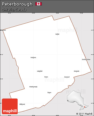 Classic Style Simple Map of Peterborough, cropped outside