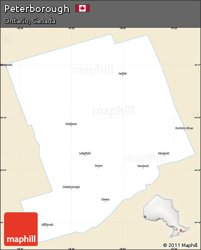 Classic Style Simple Map of Peterborough, single color outside