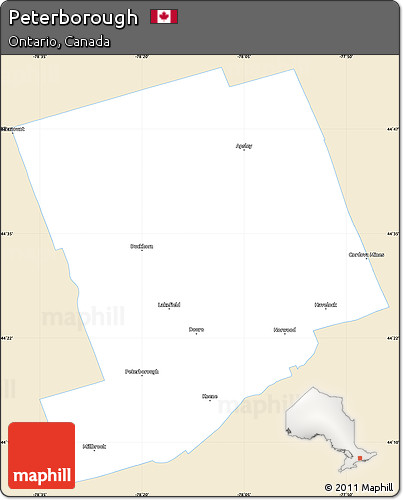 Classic Style Simple Map of Peterborough, single color outside