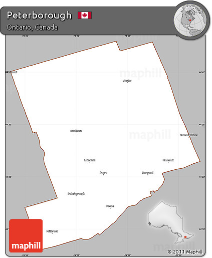 Gray Simple Map of Peterborough, cropped outside