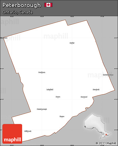 Gray Simple Map of Peterborough, cropped outside