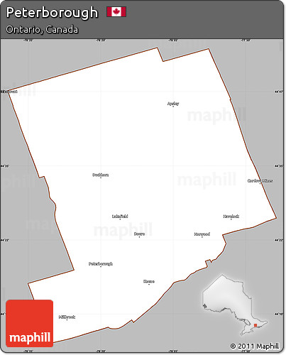 Gray Simple Map of Peterborough, cropped outside