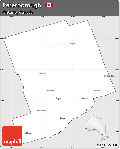 Silver Style Simple Map of Peterborough, cropped outside