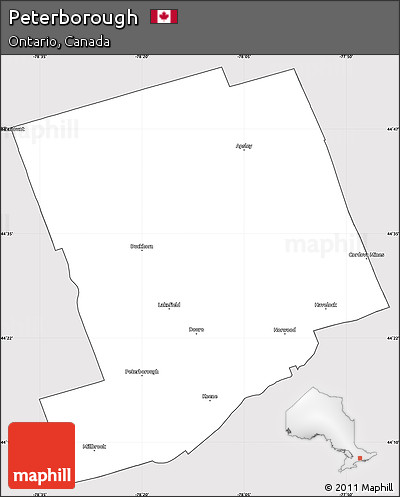 Silver Style Simple Map of Peterborough, cropped outside