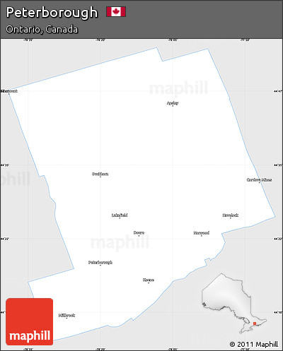 Silver Style Simple Map of Peterborough, single color outside