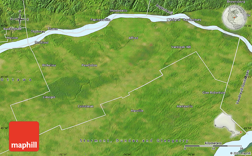 Satellite Map of Prescott and Russell