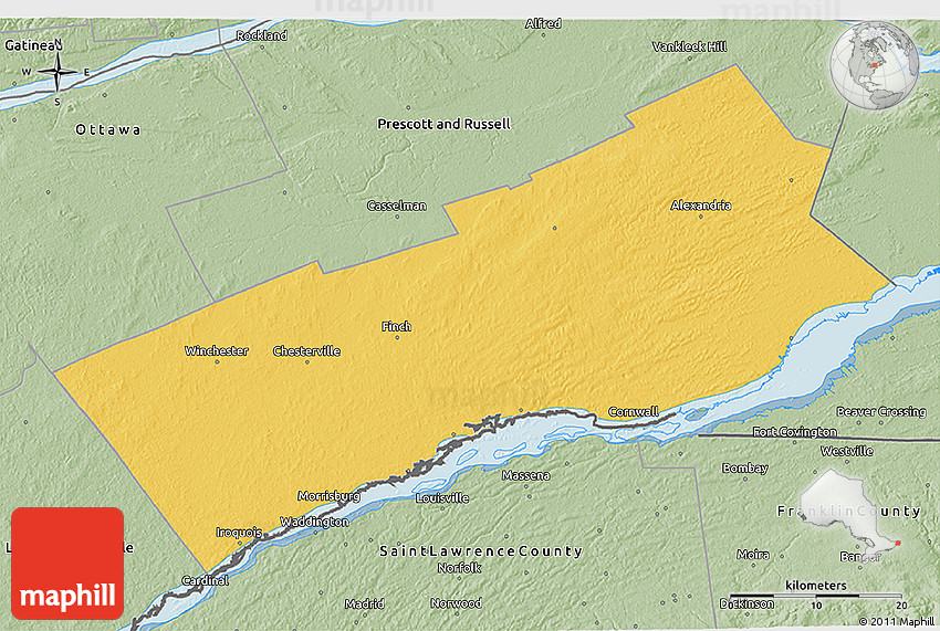 Savanna Style 3D Map of Stormont, Dundas and Glengarry