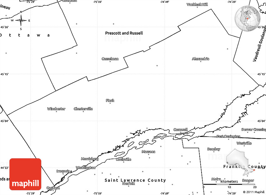 Blank Simple Map of Stormont, Dundas and Glengarry