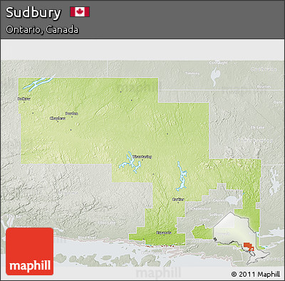 Physical 3D Map of Sudbury, lighten, semi-desaturated