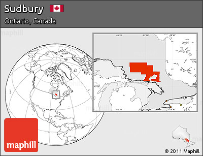 Blank Location Map of Sudbury, highlighted parent region