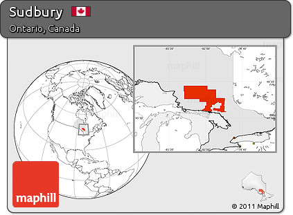 Blank Location Map of Sudbury, highlighted parent region