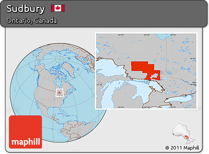 Gray Location Map of Sudbury