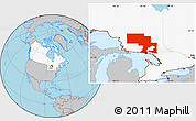 Gray Location Map of Sudbury, highlighted country