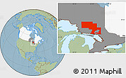 Savanna Style Location Map of Sudbury, highlighted country, highlighted parent region, hill shading