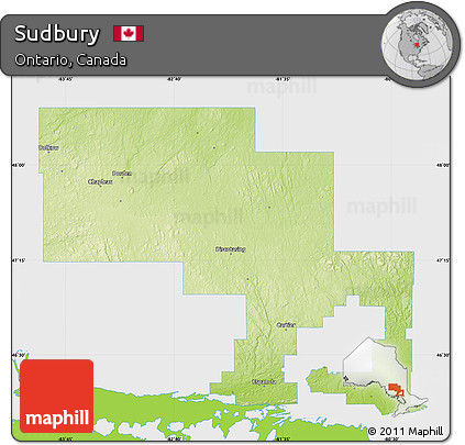 Physical Map of Sudbury, single color outside