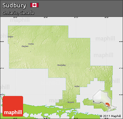 Physical Map of Sudbury, single color outside