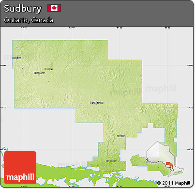 Physical Map of Sudbury, single color outside