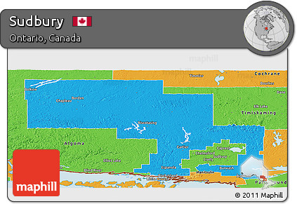 Political Panoramic Map of Sudbury