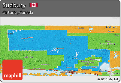 Political Panoramic Map of Sudbury