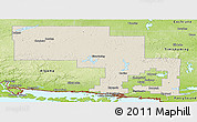 Shaded Relief Panoramic Map of Sudbury, physical outside