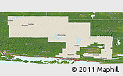 Shaded Relief Panoramic Map of Sudbury, satellite outside