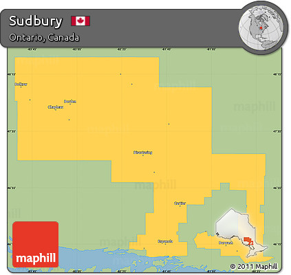 Savanna Style Simple Map of Sudbury, single color outside