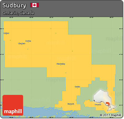 Savanna Style Simple Map of Sudbury, single color outside
