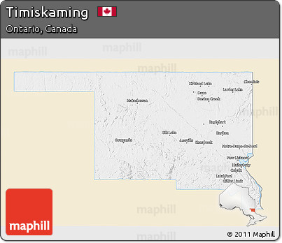 Classic Style 3D Map of Timiskaming, single color outside