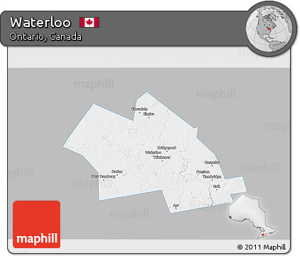 Gray 3D Map of Waterloo, single color outside