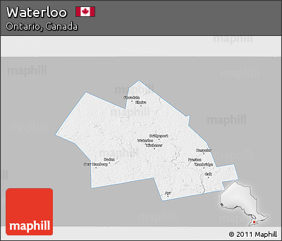 Gray 3D Map of Waterloo, single color outside