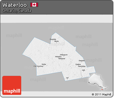 Gray 3D Map of Waterloo, single color outside