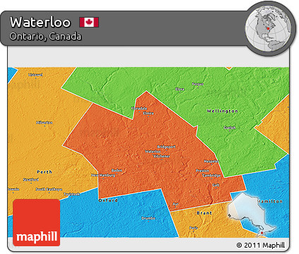 Political 3D Map of Waterloo