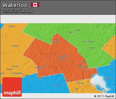 Political 3D Map of Waterloo