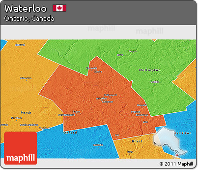 Political 3D Map of Waterloo