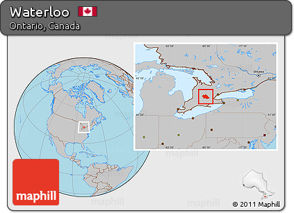Gray Location Map of Waterloo