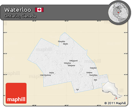 Classic Style Map of Waterloo, single color outside