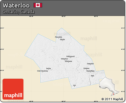 Classic Style Map of Waterloo, single color outside