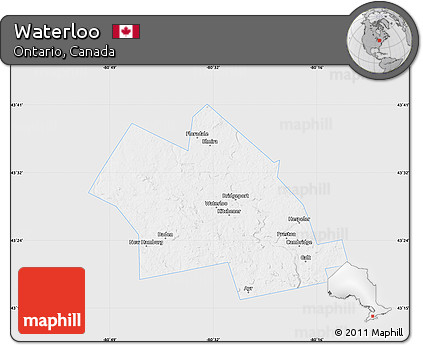 Silver Style Map of Waterloo, single color outside