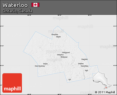 Silver Style Map of Waterloo, single color outside