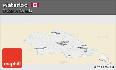 Classic Style Panoramic Map of Waterloo, single color outside