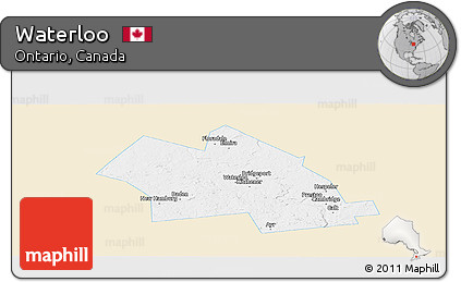 Classic Style Panoramic Map of Waterloo, single color outside