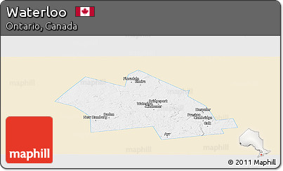 Classic Style Panoramic Map of Waterloo, single color outside