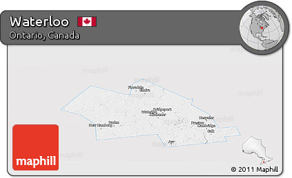 Silver Style Panoramic Map of Waterloo, single color outside